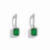 14K White Gold Emerald and Diamond Earrings, 2.30 TCW