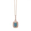 14K Rose Gold Blue and White Diamond Pendant, 0.45 TCW