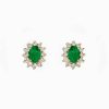 14K Yellow Gold Emerald and Diamond Stud Earrings, 1.99 TCW - Image 2