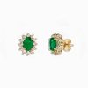 14K Yellow Gold Emerald and Diamond Stud Earrings, 1.99 TCW