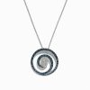14K White Gold Blue and White Diamond Pendant, 1.18 TCW