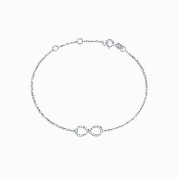 14K White Gold Diamond Infinity Bracelet, 0.12 TCW