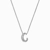 14K White Gold Diamond Initial Letter "C" Pendant, 0.22 TCW