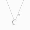14K White Gold Diamond Crescent & Star Necklace, 0.09 TCW