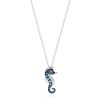 14K Gold Blue & White Diamond Seahorse Pendant, 0.62 TCW