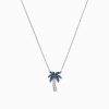 14K Gold Blue & White Diamond Palm Tree Necklace, 0.25 TCW