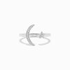 14K White Gold Moon and Star Diamond Ring, 0.08 TCW