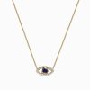 14K Gold Sapphire and Diamond Evil Eye Pendant, 0.43 TCW