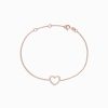 14K Rose Gold Diamond Heart Bracelet, 0.10 TCW