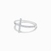 14K White Gold Diamond Cross Ring, 0.10 TCW - Image 3