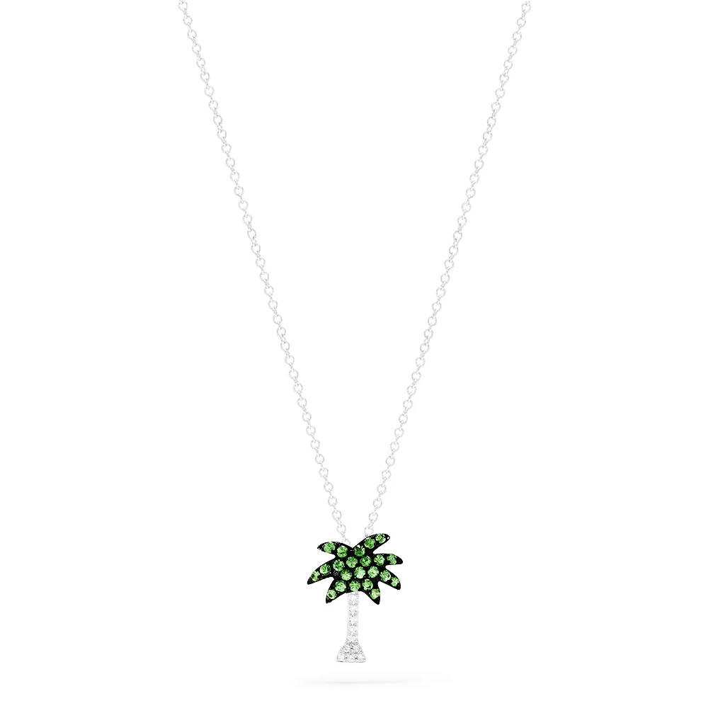 14K White Gold Tsavorite & Diamond Palm Tree Pendant, 0.29 TCW – Orama ...