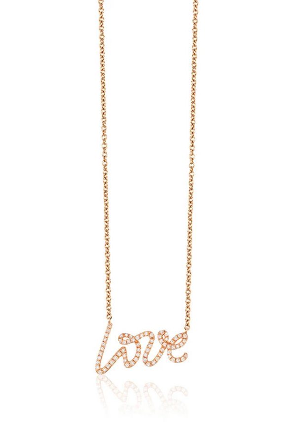 14K Rose Gold Diamond Love Pendant, 0.26 TCW