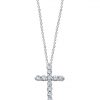 14K White Gold Diamond Small Cross Pendant, 0.24 TCW