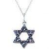 14K White Gold Blue Sapphire Star of David Pendant, 0.36 TCW