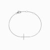 14K White Gold Diamond Cross Bracelet, 0.09