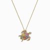 14K Gold Sapphire & Diamond Turtle Pendant, 0.99 TCW