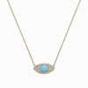 14K Gold Turquoise & Diamond Evil Eye Necklace, 1.14 TCW