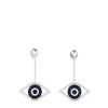 18K White Gold Sapphire & Diamond Evil Eye Earrings, 0.63 TCW - Image 2