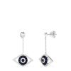 18K White Gold Sapphire & Diamond Evil Eye Earrings, 0.63 TCW