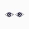 14K White Gold Sapphire & Diamond Evil Eye Earrings, 0.57 TCW
