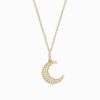 14K Yellow Gold Diamond Crescent Moon Pendant, 0.13 TCW
