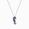 14K White Gold Sapphire & Diamond Seahorse Pendant, 0.78 TCW