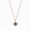 14K Rose Gold Blue, White and Black Diamond Evil Eye Pendant, 0.34 TCW