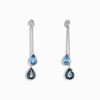 14K White Gold Blue Topaz and Diamond Earrings, 4.28 TCW