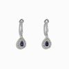 14K Two Tone Gold Sapphire and Diamond Earrings, 0.93 TCW