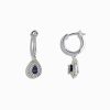 14K Two Tone Gold Sapphire and Diamond Earrings, 0.93 TCW - Image 3